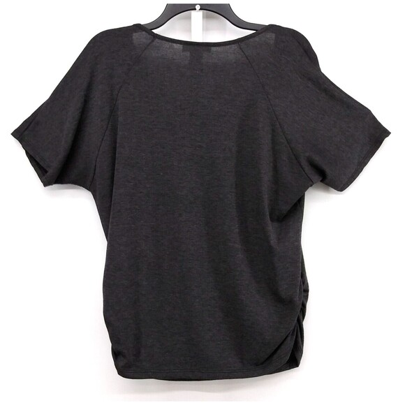 Agenda Shirt Womens Large Black Short Sleeve Scrunchy Side Pullover Blouse Top - Picture 2 of 6